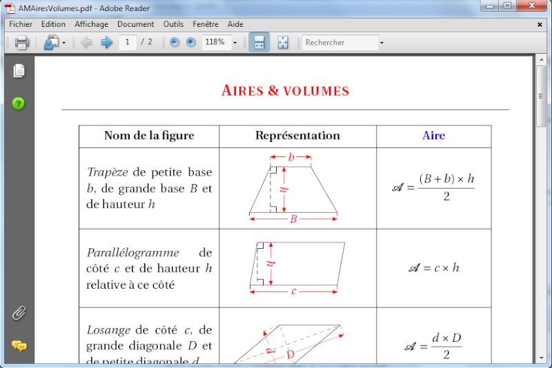 Math Fiche Brevet Aires Et Volumes