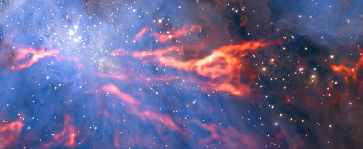 Réseau de filaments dans la nébuleuse d'Orion
