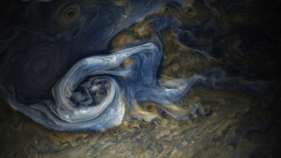 Énorme tempête jovienne vue par la sonde Juno
