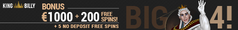 King Billy Casino 30 Free Spins no deposit bonus $/€1000 Bonus + 200 Free Spins